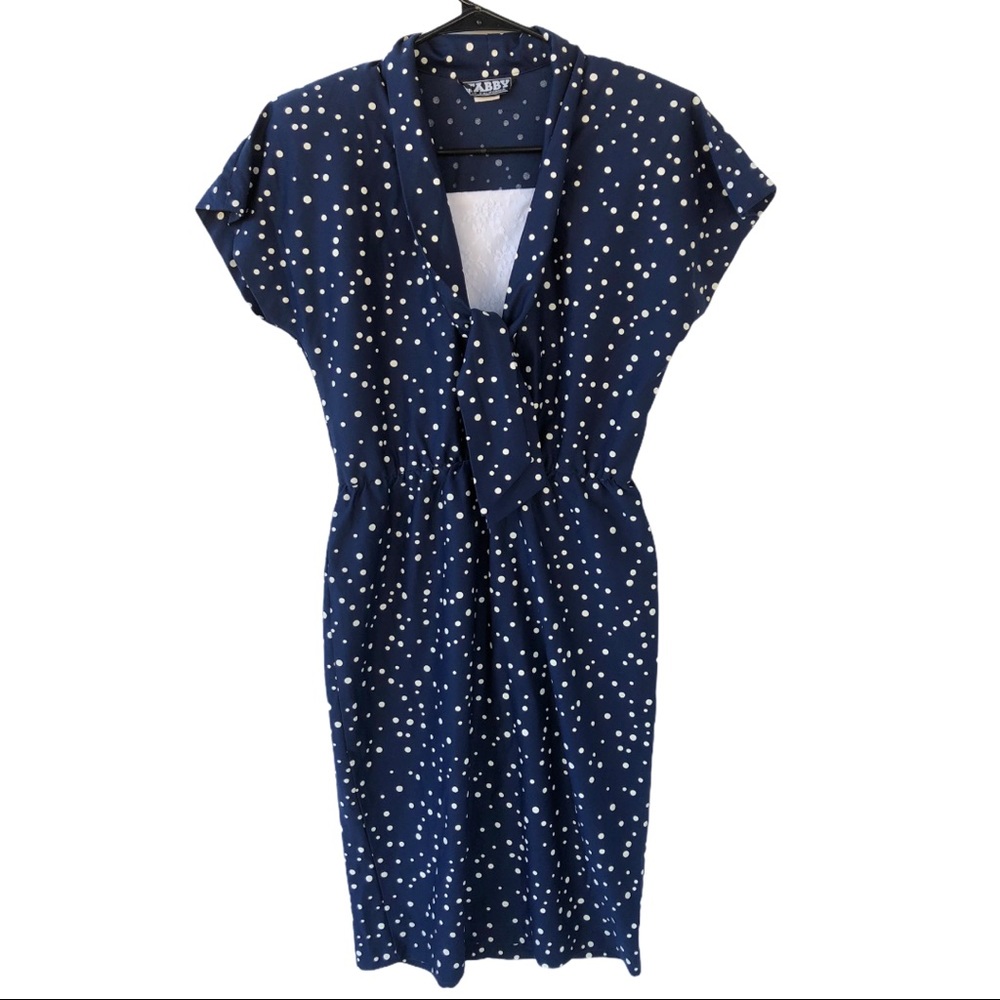 Vintage Tabby of California Blue Polka Dot Dress